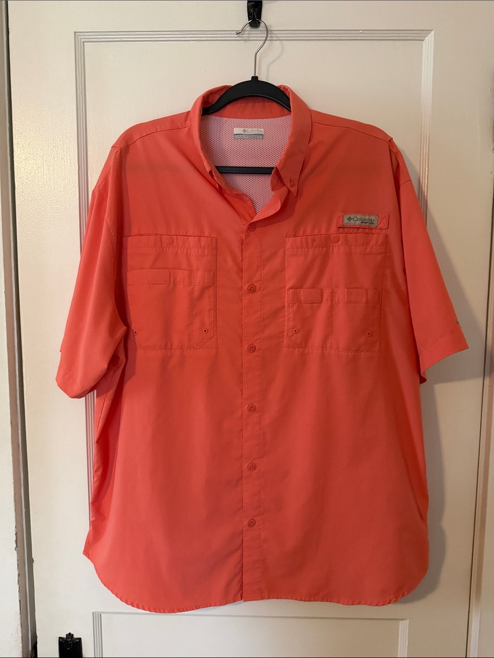 Columbia Men’s Short Sleeve Button-Down Shirt - Coral/Salmon
